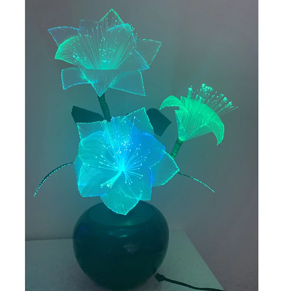 

Home Decor Flower Lamp Decorative Floral Arrangement Simulation Pot Fiber Optic Bouquet Household