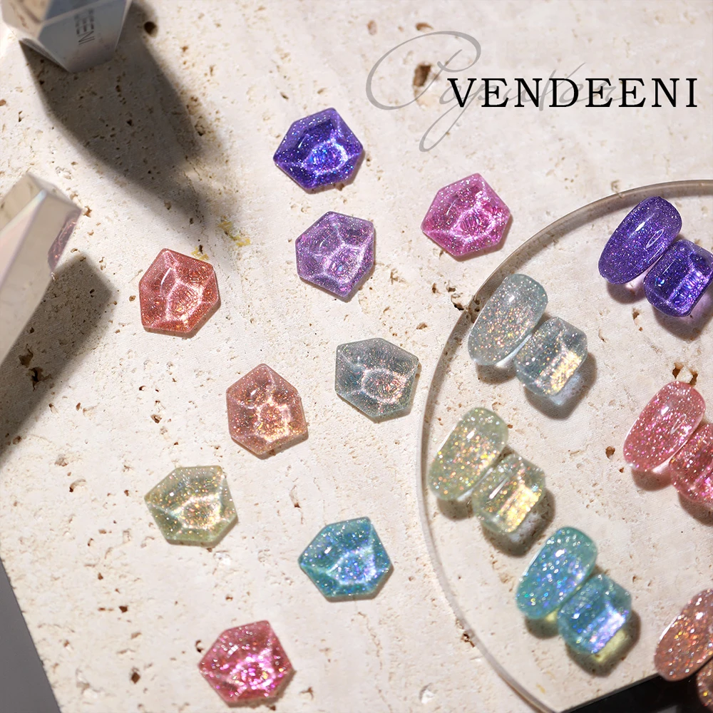 Vendeeni 9 Colors Pearl Shell Thread Gel Nail Polish VU LED Soak Off White Pearl Manicure Gel Nail Varnish 15ml