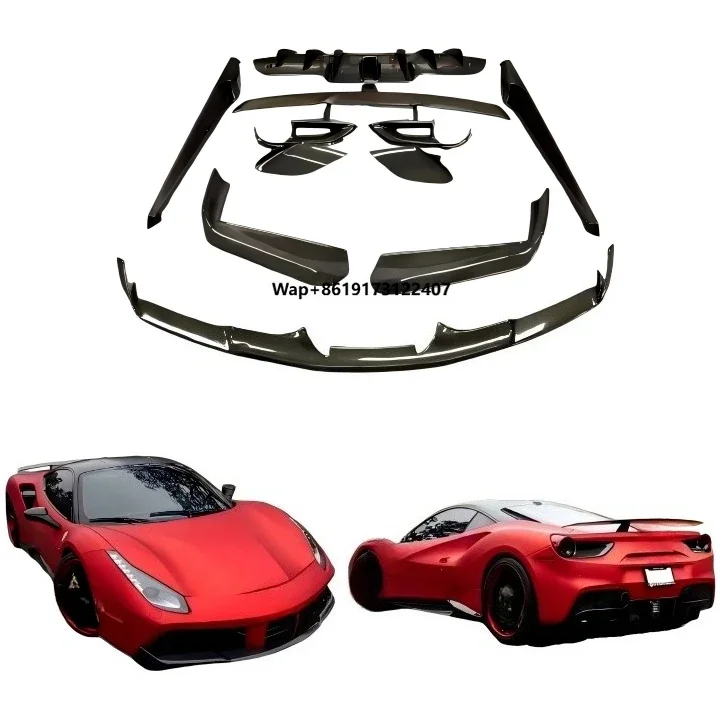 2015-2018 for 488 F488 GTB/Spider Customization Upgrade Novitec Carbon Fiber Bumper Front Spoiler Side Skirts Diffuser Rear