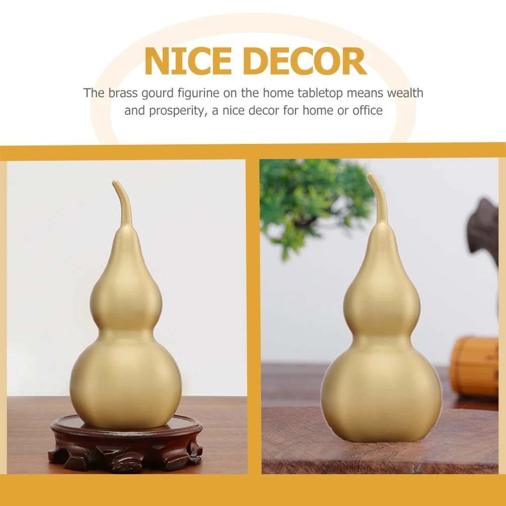 

Brass Gourd Statue Unique Cucurbit Craft Wealth Home Decor Vintage Table Ornament Figure Chinese Style Lucky