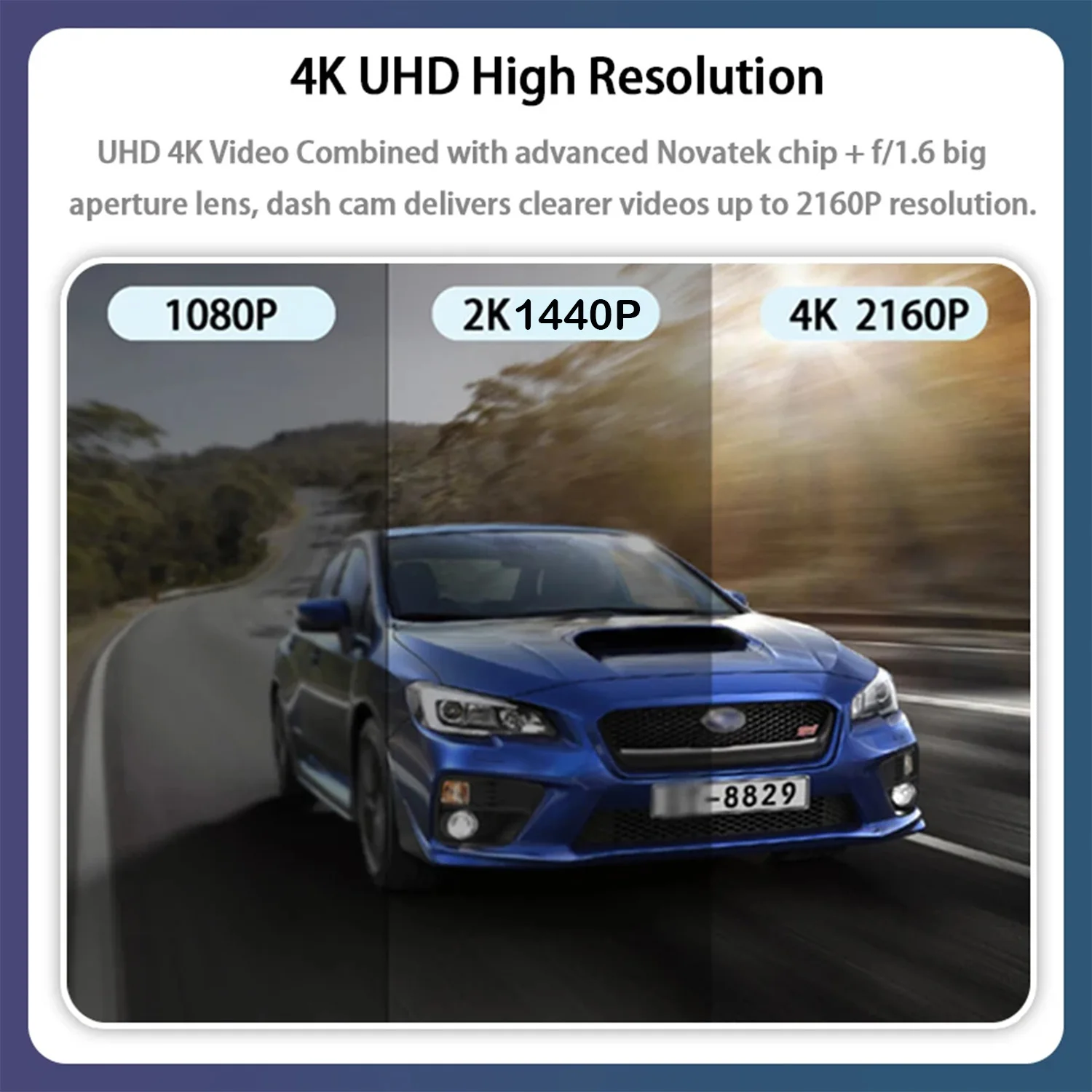 Globale Version Dashcam 4K 1920x1080P WDR F1.8 Blende Sprachansage Auto-DVR Wi-Fi 6 Unterstützt 24H Parkmodus APP – Detail 5