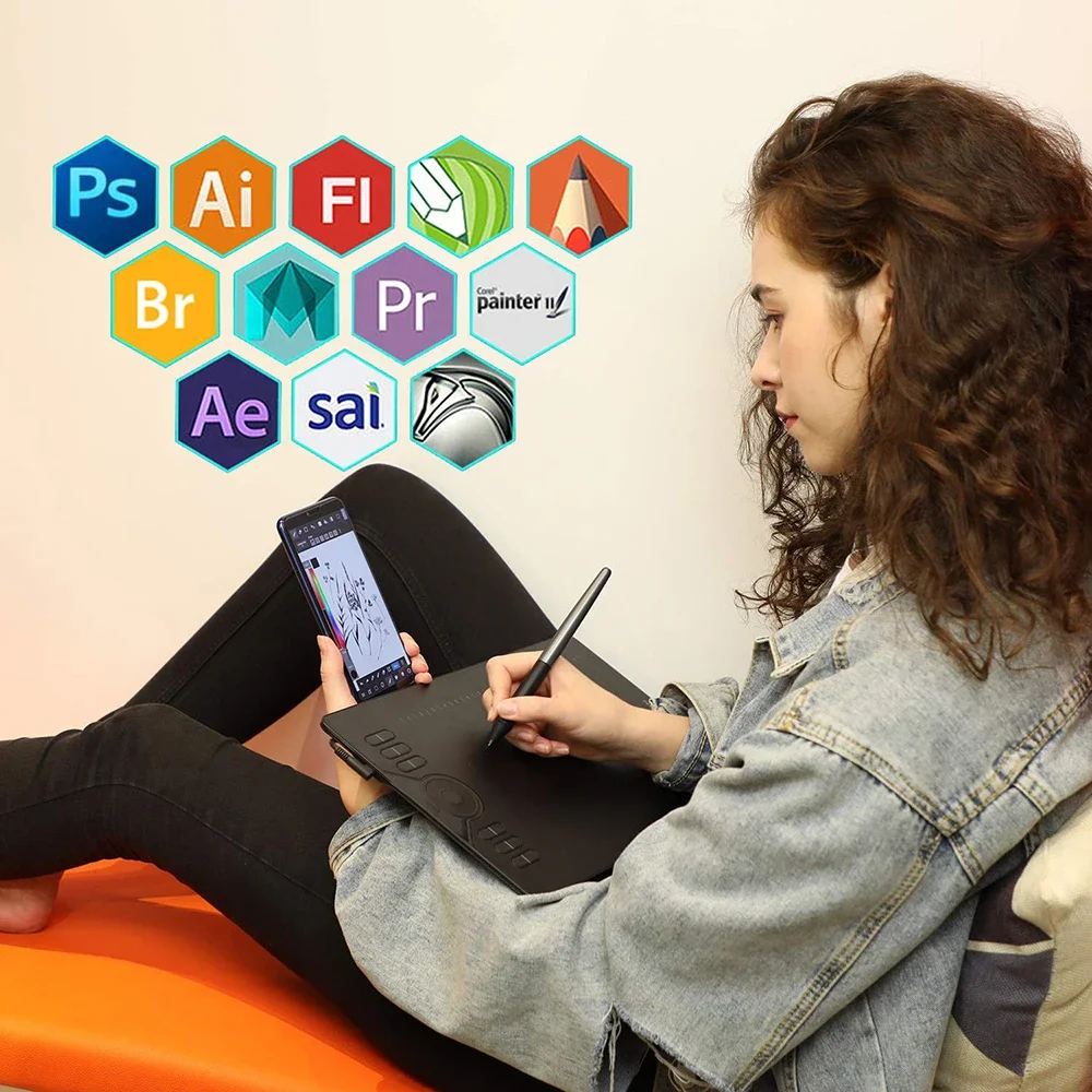 Z الأكثر شعبية القلم اللوحي HS610 حلقة اللمس مفاتيح صريحة وظيفة الميل خالية من البطارية قلم الرسم تصميم قلم رسم اللوحي #3