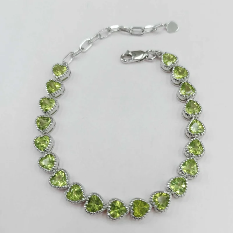 SACE GEMS New Arrival Trend 925 Sterling Silver Peridot Gemstone Bracelrts for Women Engagement Cocktail Party Fine Jewelry