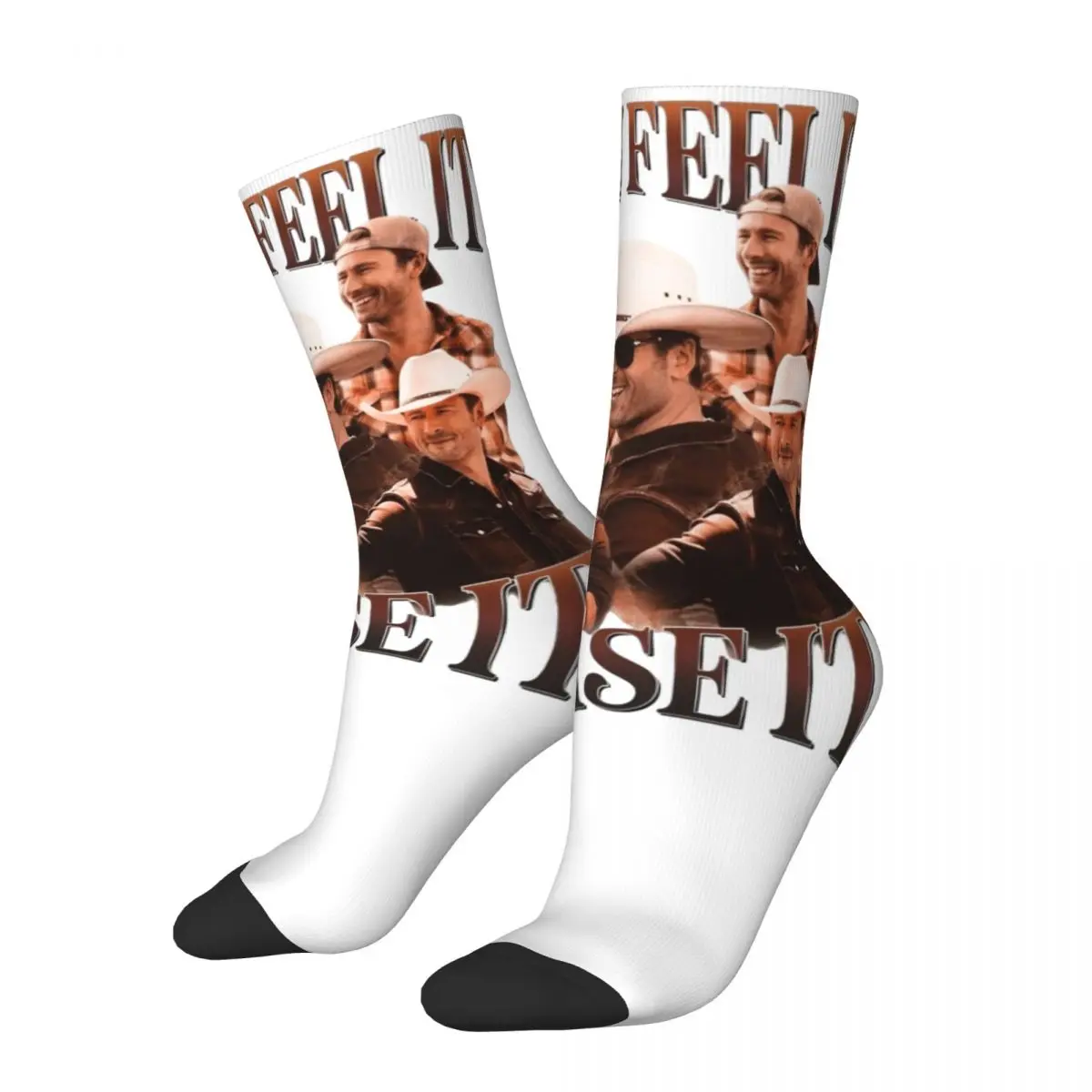 

Новые мужские носки, повседневные носки Glen Powells If You Feel It Chase It, полиэстеровые спортивные женские носки, весна-лето, осень-зима