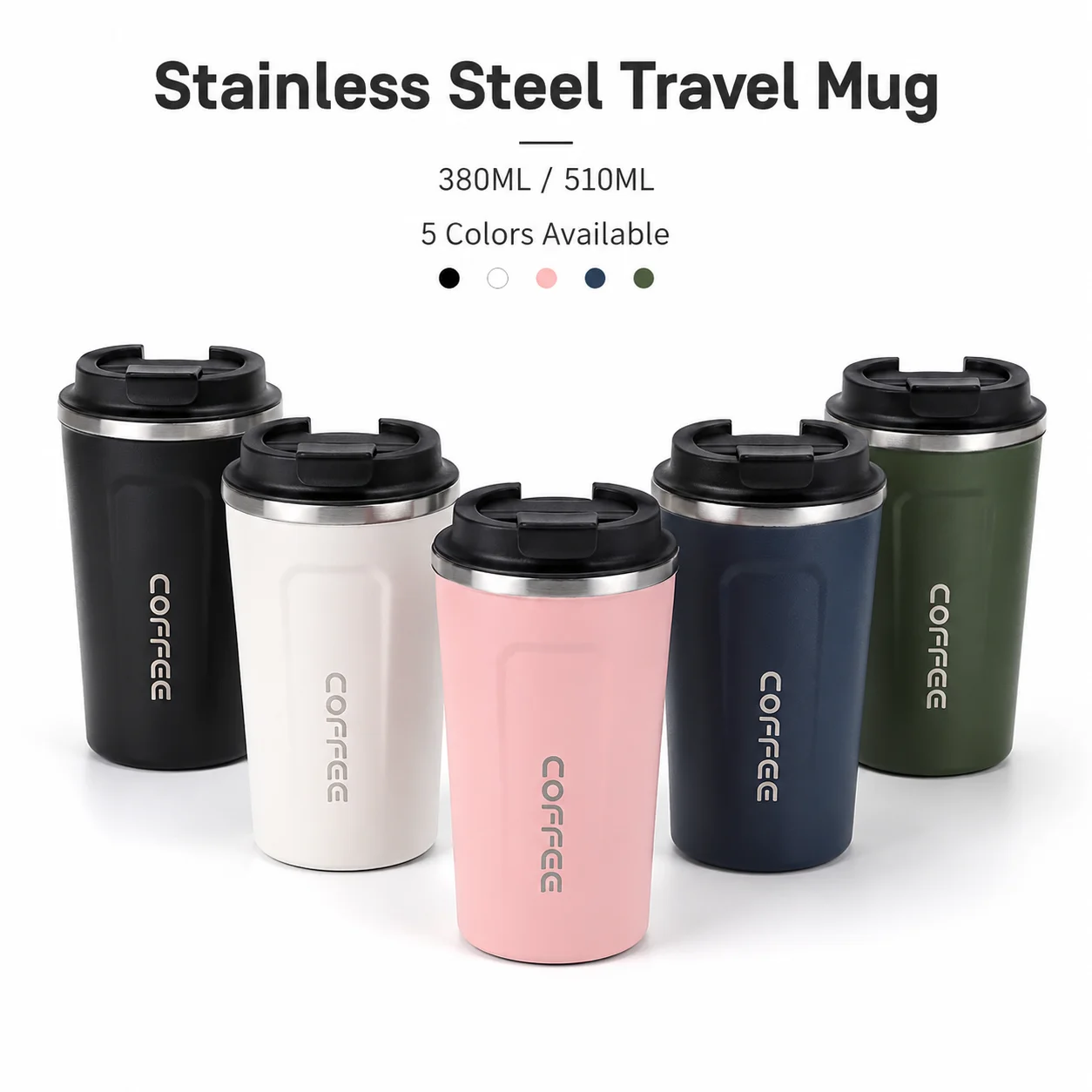 Insulated Thermal Coffee Mug Stainless Steel Travel Tumbler Water Bottle with Lid Portable Office Car Cup 380ml 510ml
