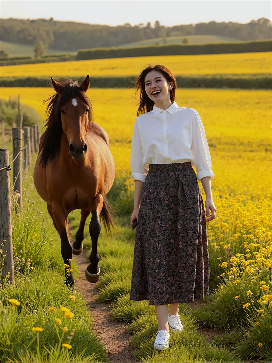 الأزهار المطبوعة ألف خط التنانير النسائية الدانتيل متابعة الكرة ثوب شبكة كعكة الطية الخصر زين الكلاسيكية عطلة الكلية لطيف البوهيمي