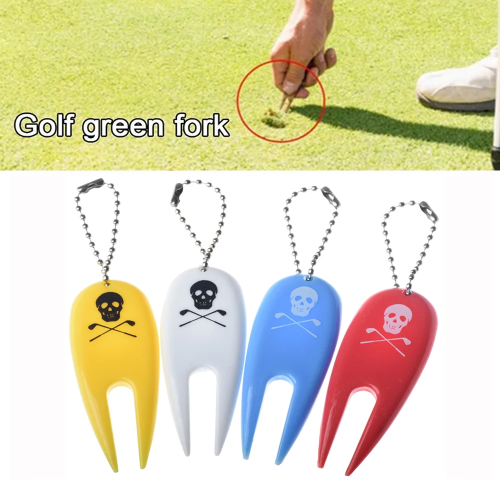 4PC Plastic Golf Ball Divot Tool Golf Pitch Fork Putting Green Repair Kit Golfer Training Accessories figure with skull 