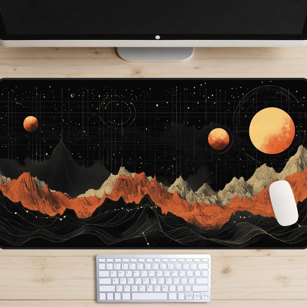 Tapis de bureau La Géométrie des planètes, tapis de bureau avec carte topographique des planètes, tapis de bureau sur le thème de l'espace, accessoires de bureau, tapis de souris