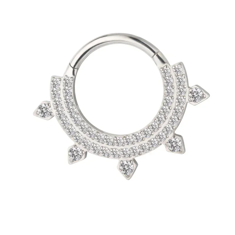 Titanium CZ Ring Hoop Nose Rings