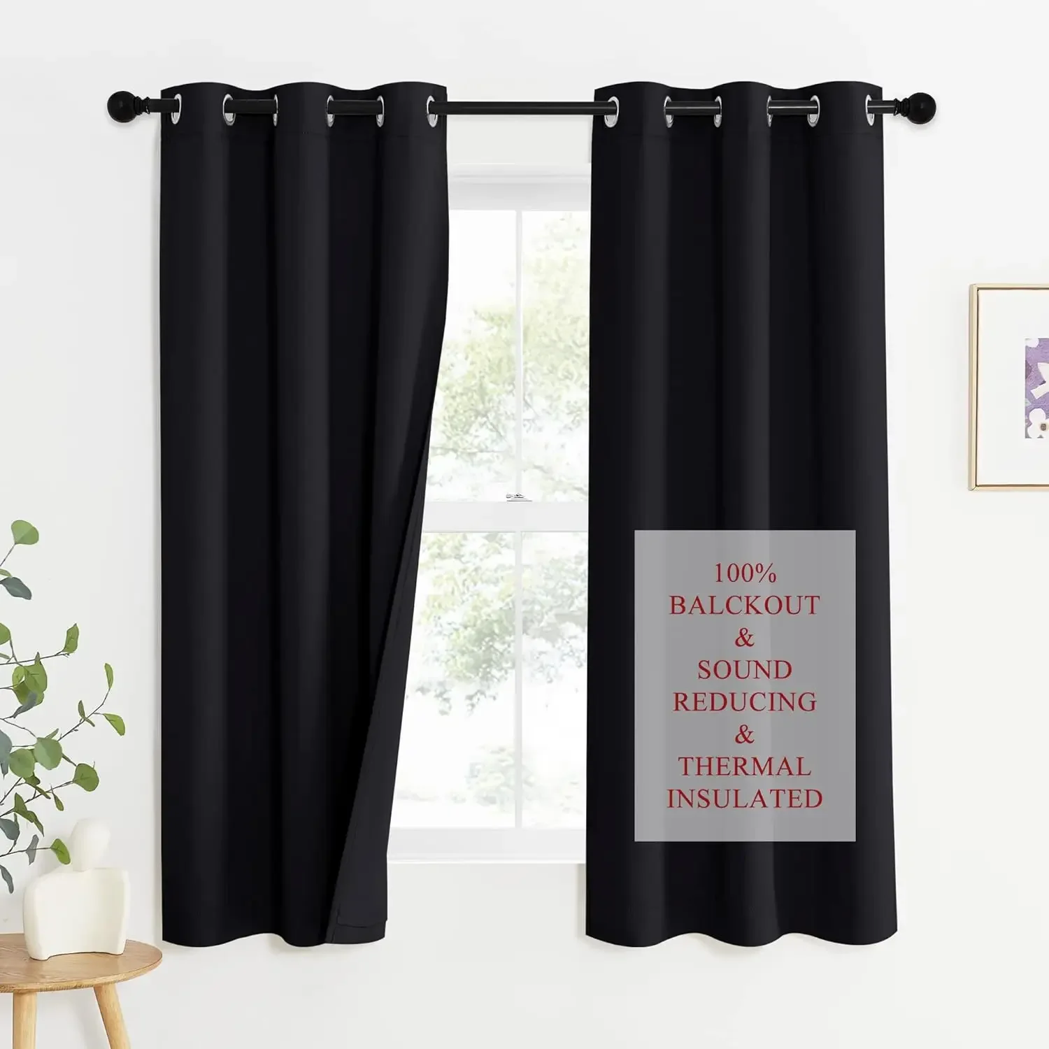 NICETOWN Sound Blocking Black Out Curtains for Nursery Bedroom, Full Blackout Noise Preventing Thermal Insulated Drapes,