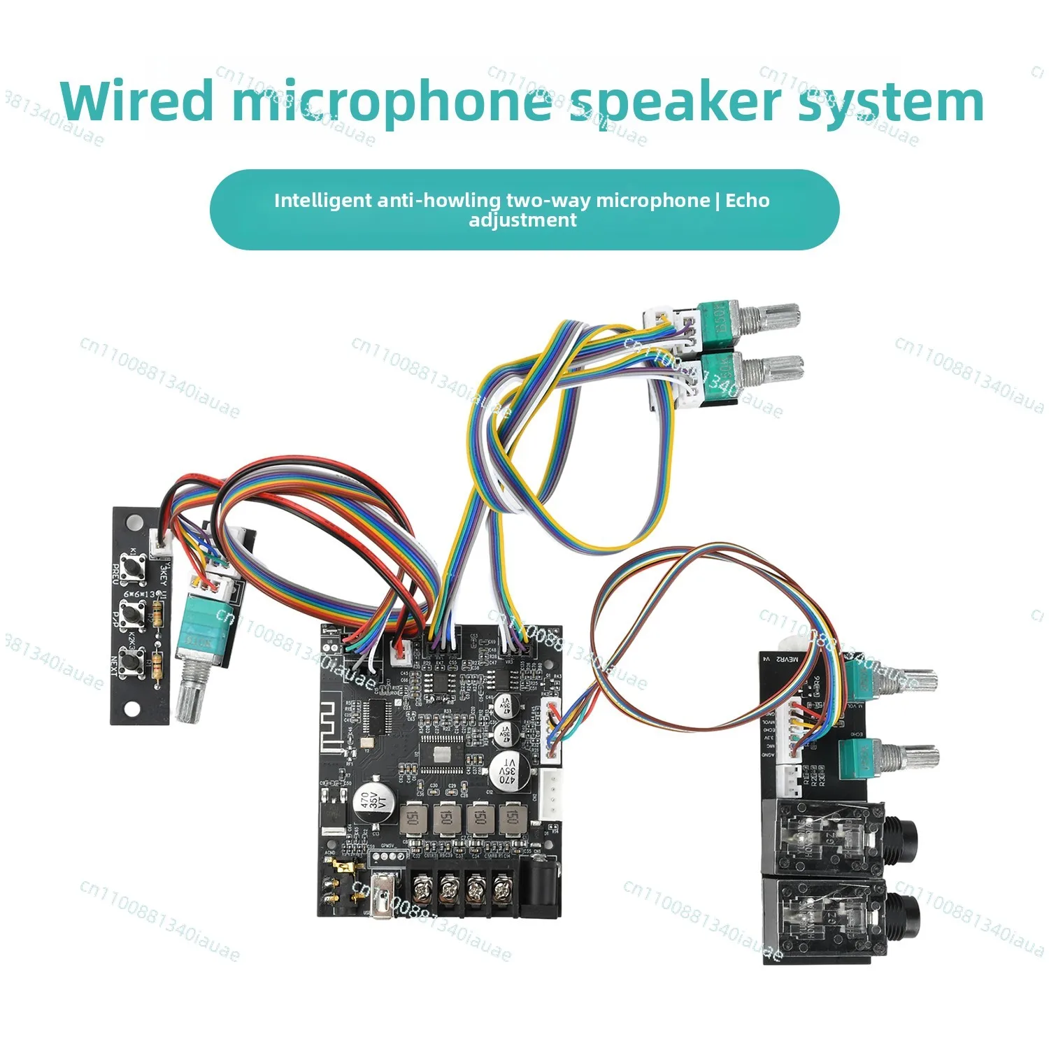 All-in-one Bluetooth Power Amplifier Board Module 502T Lead Microphone Stereo TPA3116D2 Dual Channel 50WX2