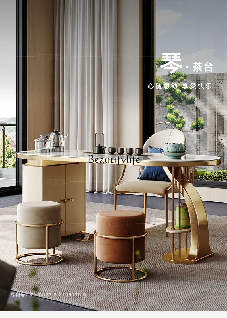 X4 Balcony Slate Household Small Tea Table Kettle Integrated Embedded Small Kung Fu Tea Table