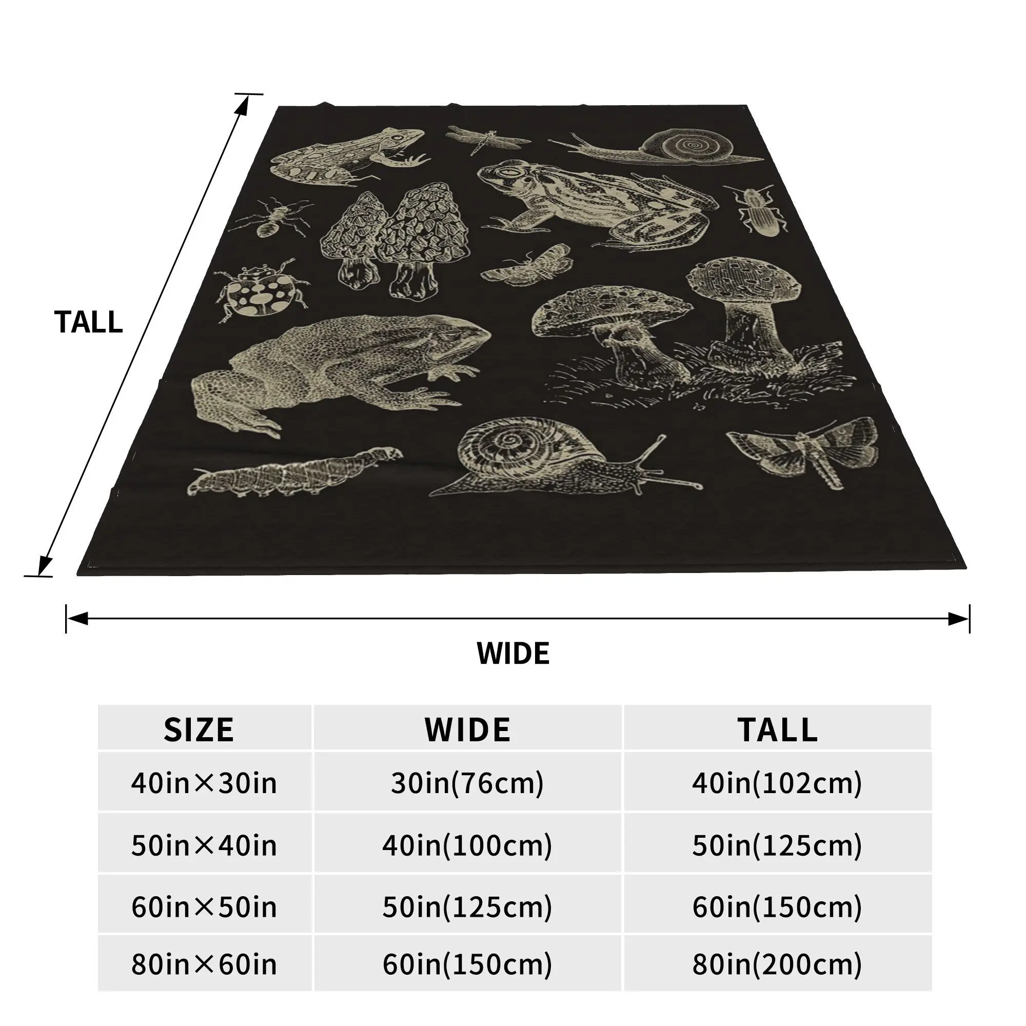 Frog, Mushroom, Snail, And Moth Insects Blankets Soft Warm Flannel Throw Blanket Cover for Bed Living room Picnic Travel Home