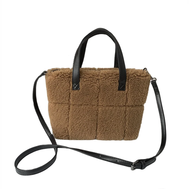 أفخم المرأة حقيبة يد حقيبة فو الفراء حقيبة كتف الخريف الشتاء جديد الفراء حقيبة يد المرأة حقيبة سعة كبيرة حمل حزمة حقيبة كروسبودي #4