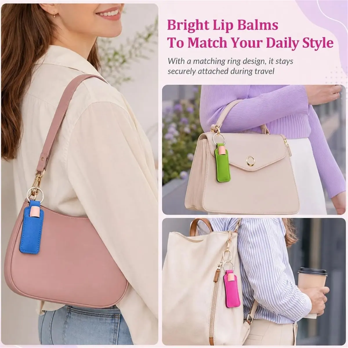 60 Pack Lipstick Holder Keychains,Lip Balm Keychain Holders Bulk Lip Gloss Pouch Keychain Lipstick Holder for Women Gift