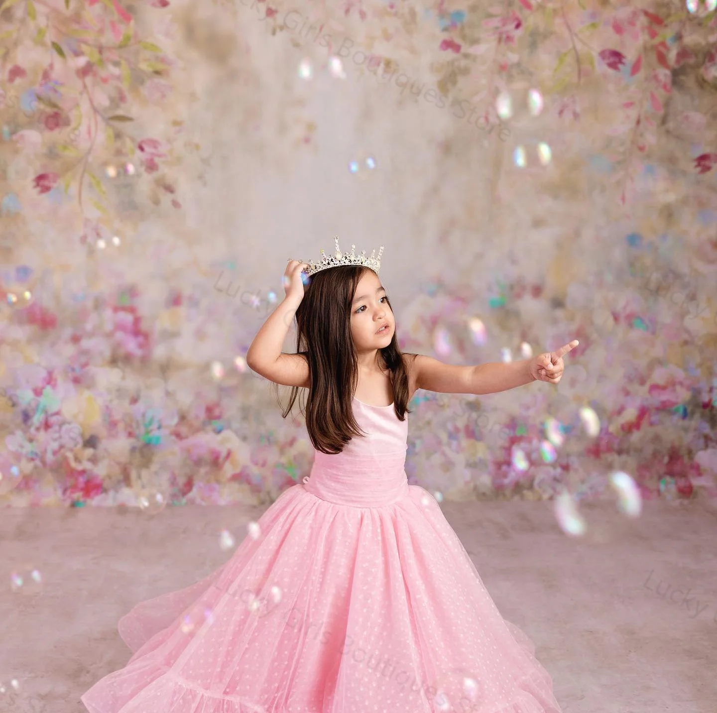 Elegant Pink Flower Girl Vestidos, Tiered Ball Gown, Little Girls Vestidos de Aniversário, Charming Sem Mangas, Crianças Fotografia Vestidos