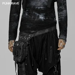 PUNK RAVE Men's Post-apocalyptic Style Personalized Rivet Waist Bag Punk Hand-painted Effect Decadence Sense Accessories