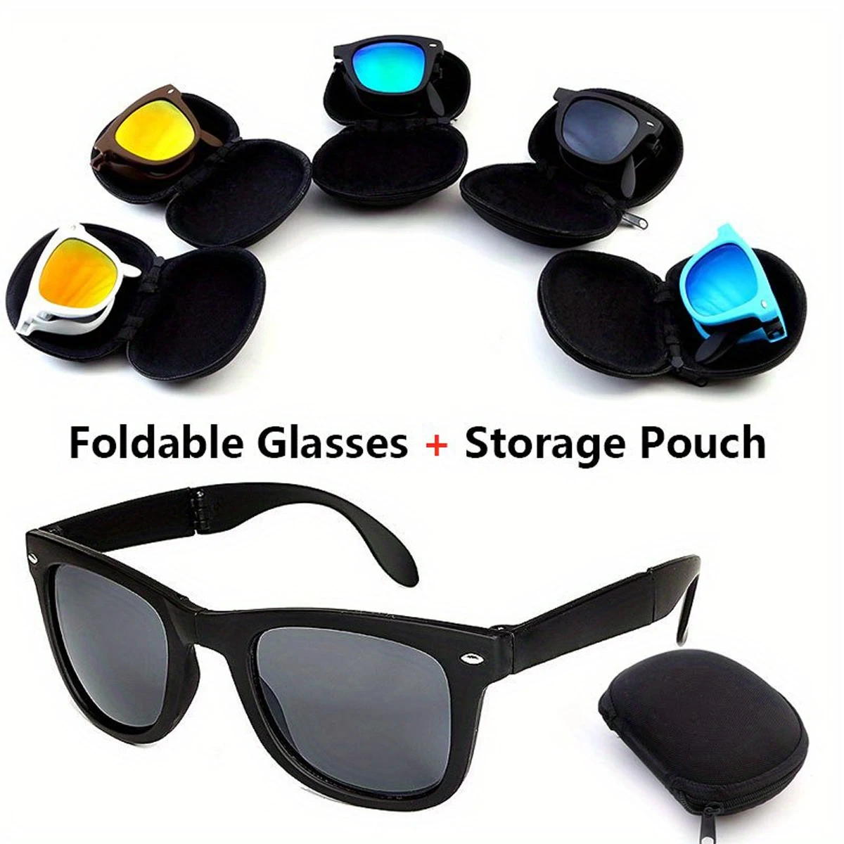 Portable Foldable Sunglasses Add Box Fashion Sun Glasses UV400 AC Lenses Non-Slip Design Outdoor Goggles Men Women Retro Glass