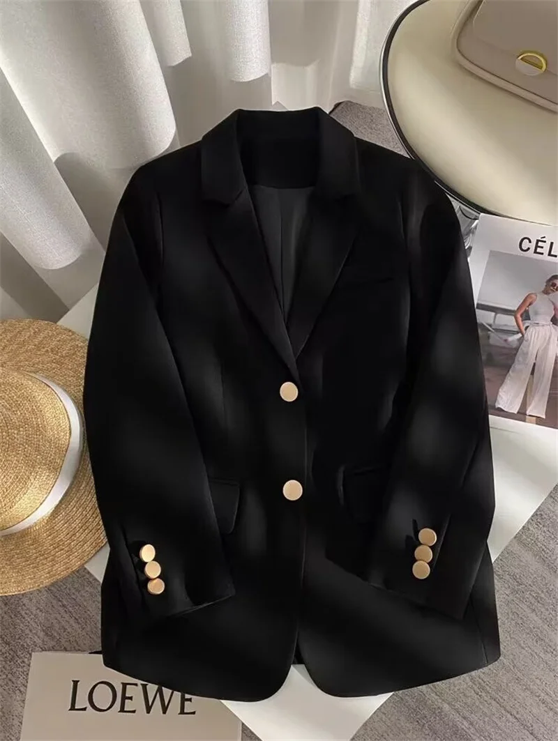 2025 New Red Suit Coat Women's Korean Style Loose Single Breasted Blazers Office Female Temperament Blazers Jacket Outwear Tops