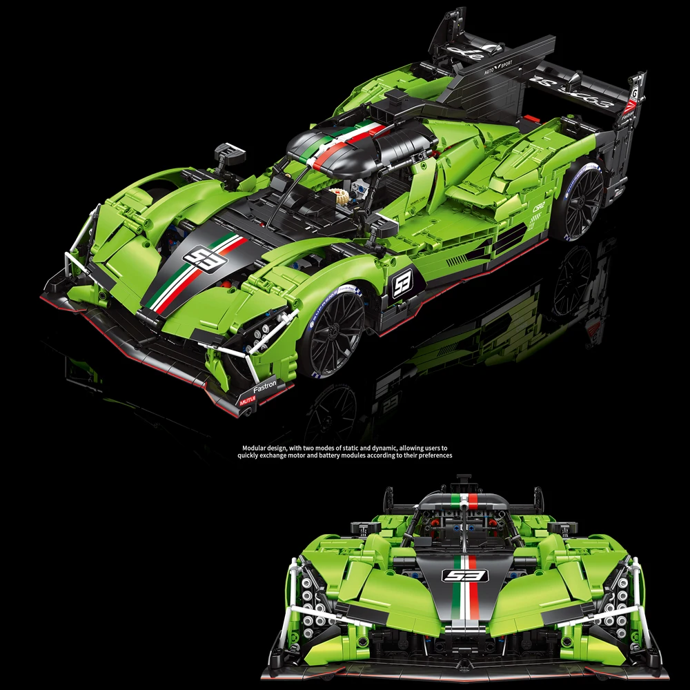 

3771pcs MOC Technical 1:8 RC Racing Car LEE MANS SC63 Building Blocks Bricks Assembling Model Children's Toys Birthday Gift Set