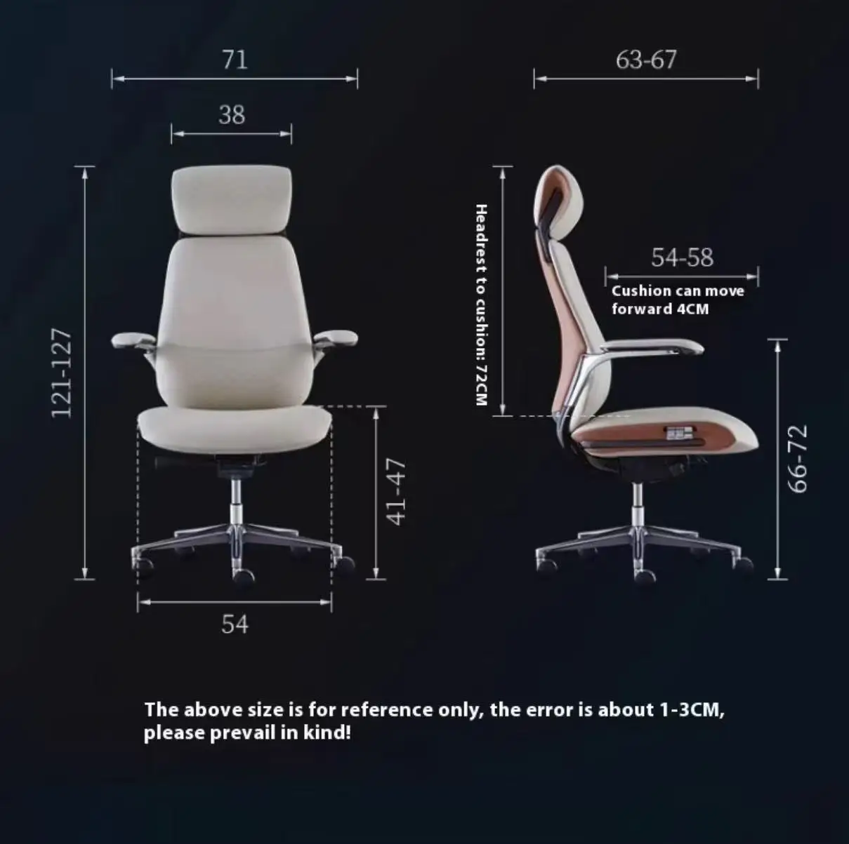Synthetic Leather Executive Office Chair, Swivel Ladder Back Desk Chair, Adjustable Height Chrome Base, for Home Office