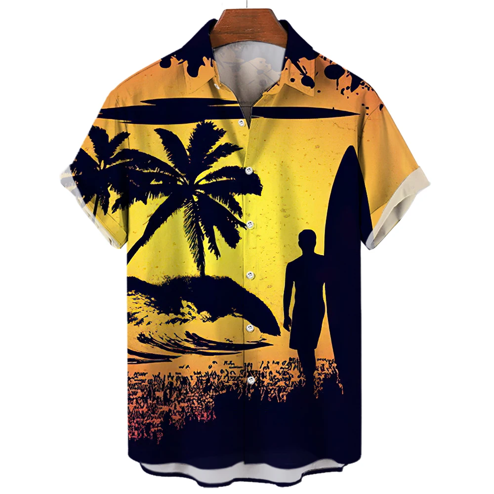 Surfing Beach Shirts Men Women Fashion Hawaiian Casual Blouse Men's Clothing Mens Vocation Lapel