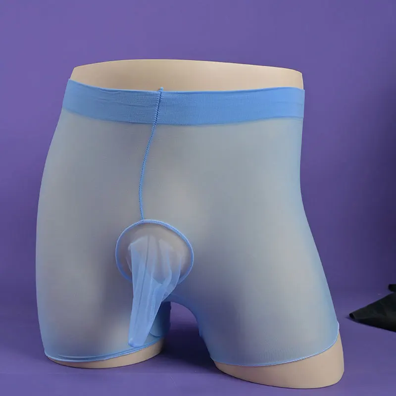 Mens Sexy Panties Transparent Underwear Crossdresser Pouch Bullet Separation Underpants Elastic Silky Smooth Seamless Boxers