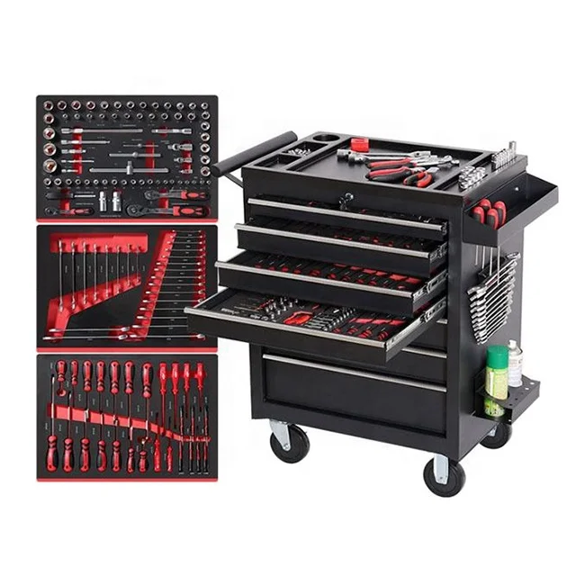 7 Drawers Workshop Trolley Toolbox Trolley with Tools