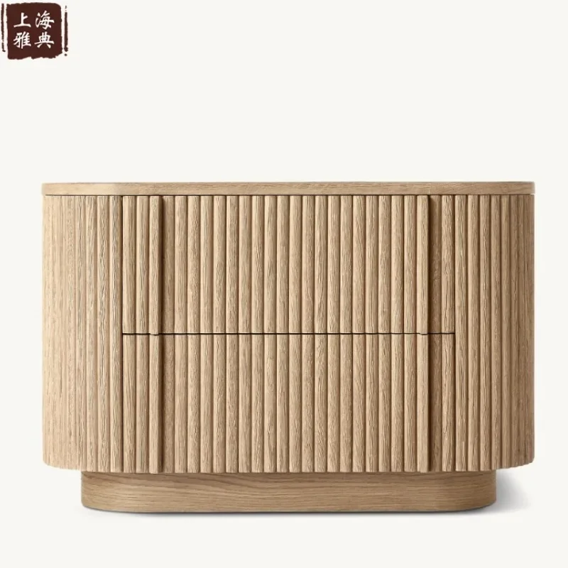 American solid wood retro wind bedside table double pumping solid wood locker bedroom storage cabinet French simple bedside cabi