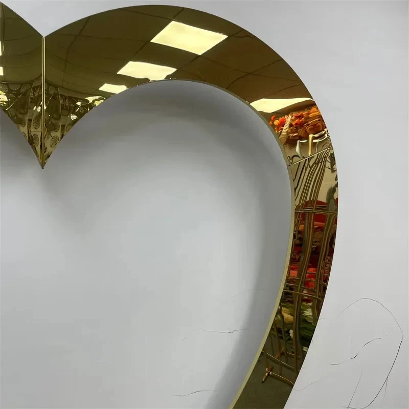 1 Stück Gold Silber Herzförmiger Edelstahl Hochzeitsbogen Hintergrundständer Hochzeitsbühnen-Party-Requisiten Valentinstagsdekoration – Detail 4