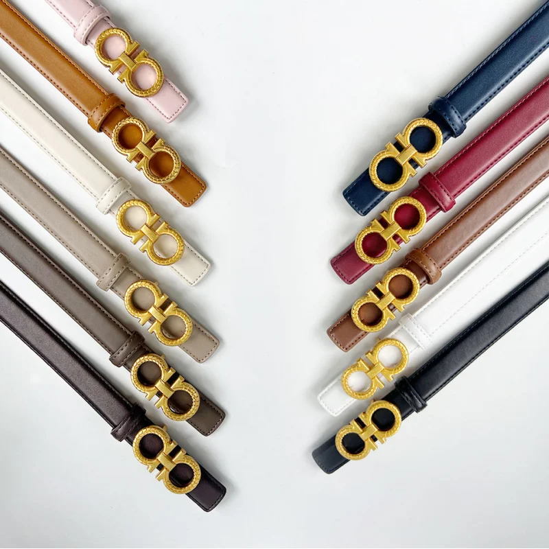 أحزمة جلد طبيعي للنساء عالية الجودة بإبزيم ذهبي أفضل تنسيق مع الفساتين والجينز للنساء