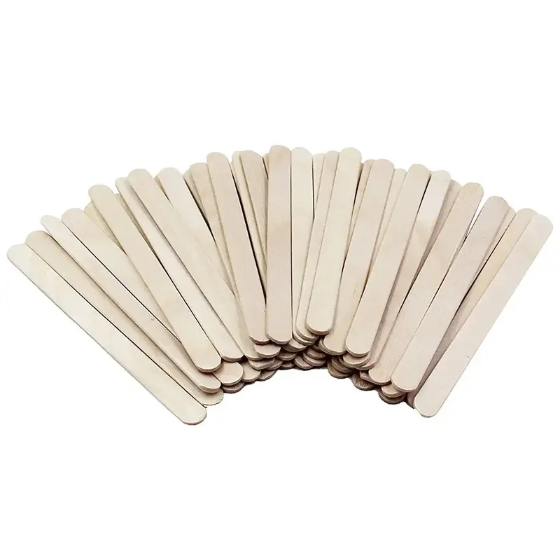 100pcs Natural Wooden Ice Cream Popsicle Sticks Wood Stick Ice Cream Spoon Hand Art Ice Cream Ice Cube Lollipop Cake Tools 93mm