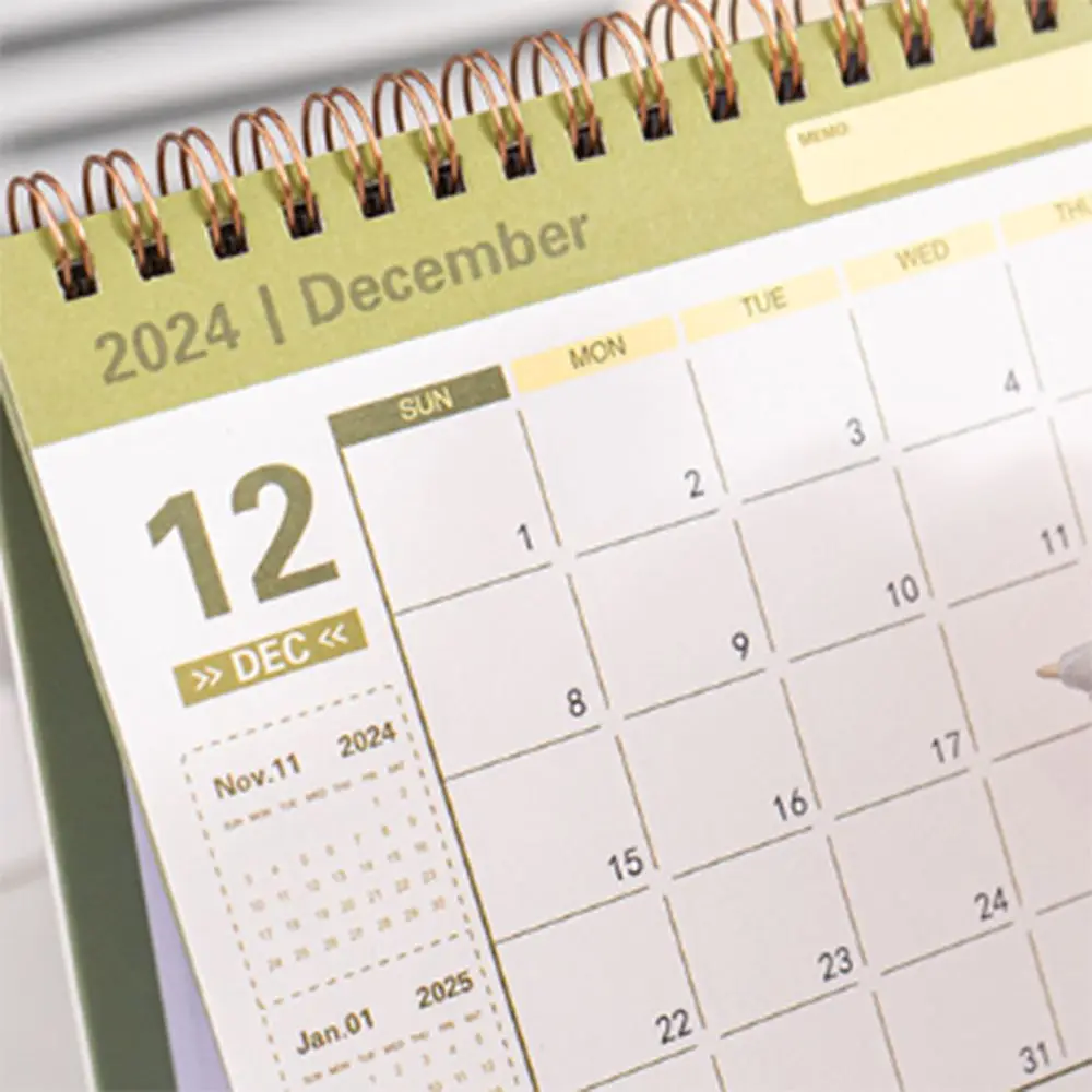 

Creative 2024-2025 Calendar 2025 Thick Paper Desktop Calendar 12-Month Portable Standing Flip Calendar Student Stationery