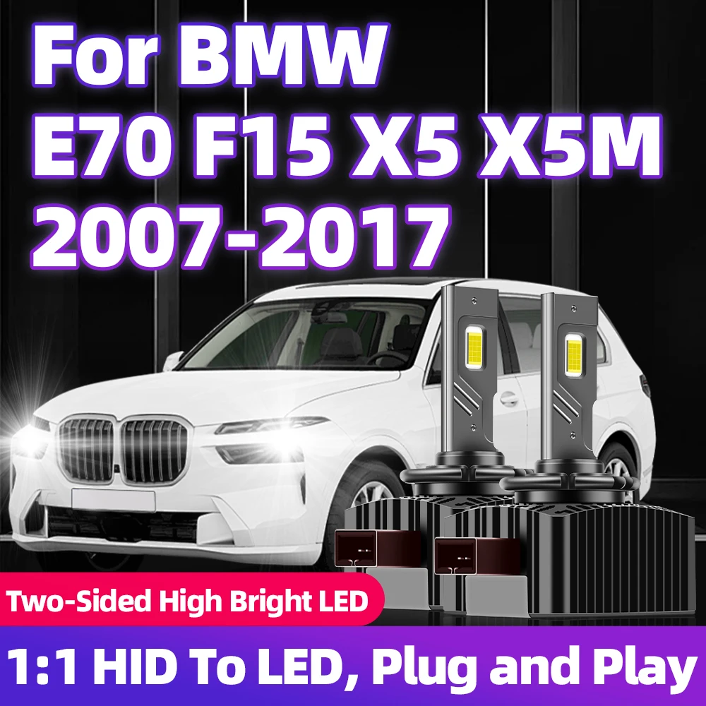 

For BMW E70 F15 X5 X5M 2007 2008 2009 2010 2011 2012-2017 Car Headlights D1S HID to LED CSP 3570 Chip Bulb Auto Lamp 12V 30000LM