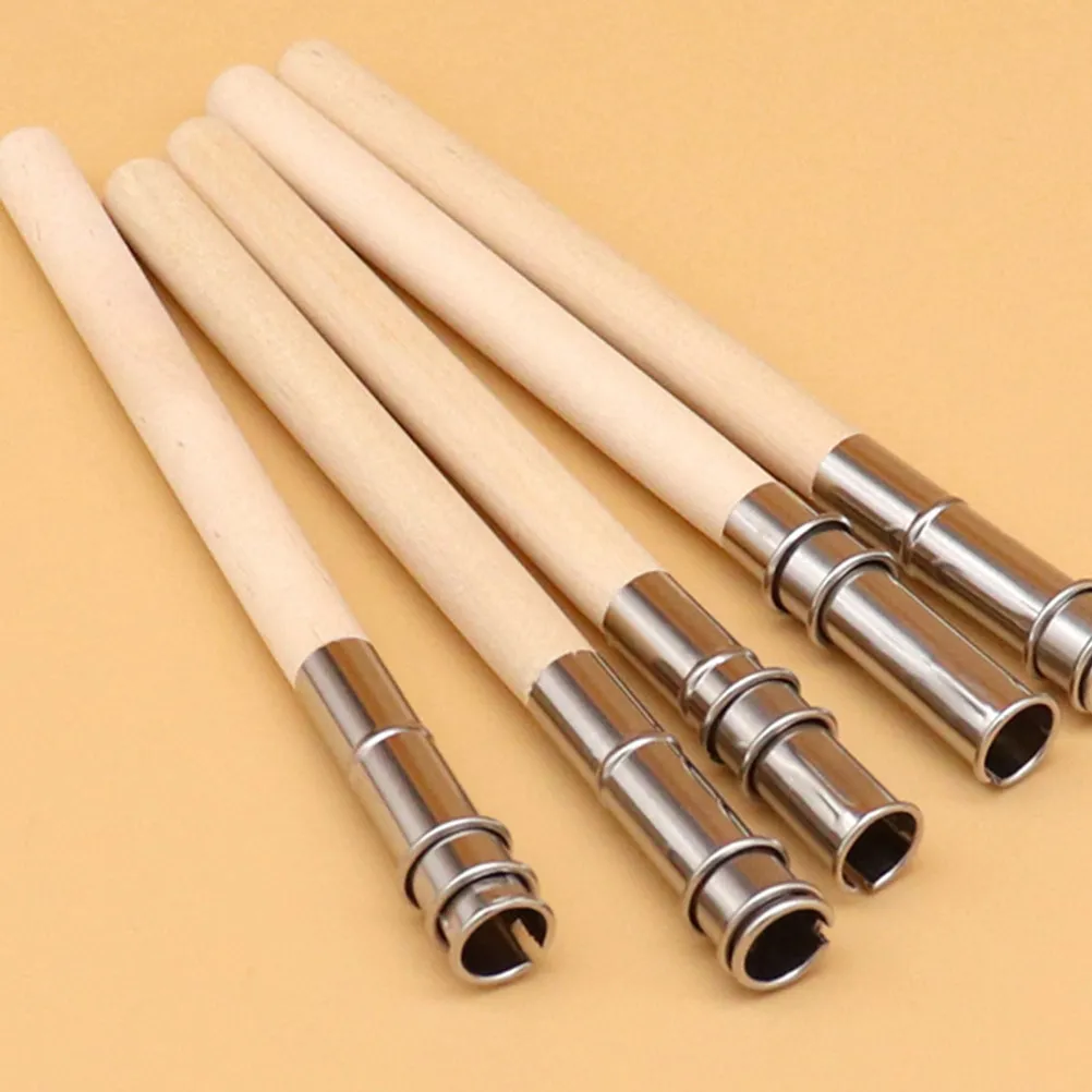 

10Pcs Brow Pencil Extender Holder Stainless Steel Wood Combo Compact Portable Eyebrow Pencil Extension Tool for Artists