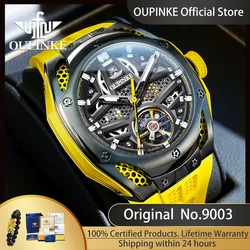 PINKE-Montre mécanique automatique creuse pour homme, montres de sport à volant d'inertie, horloge à main originale, modules vis, bracelet en silicone, 9003