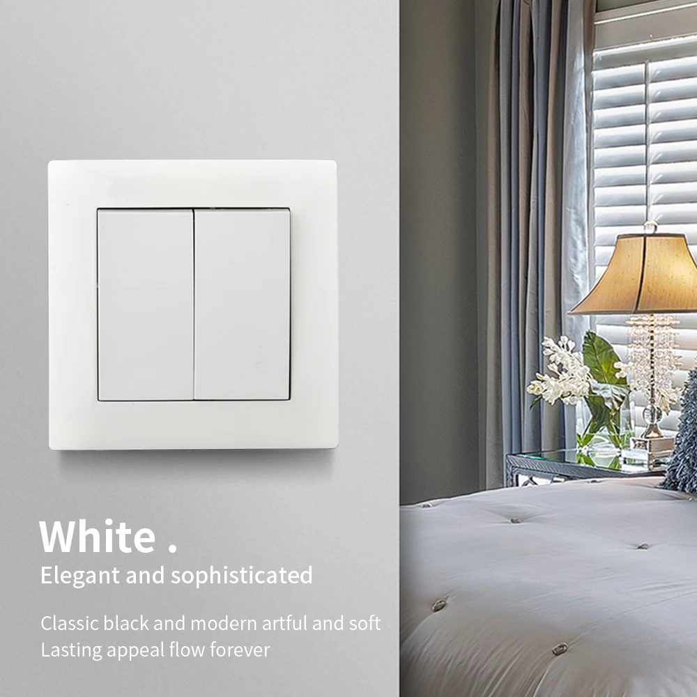 WESA White Classic pannello in plastica ignifuga 2 Gang 1 Way Wall Light Switch On / Off interruttore a bilanciere 16A AC 250V 86mm * 86mm