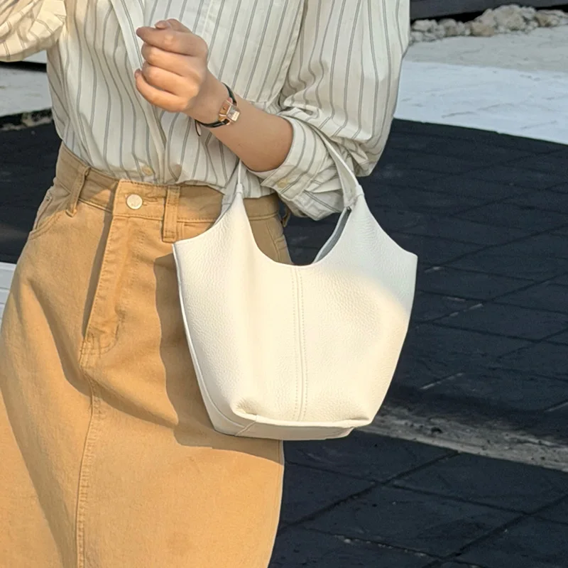 

2026 Genuine Leather Commuter Tote Bag Niche Simple Ladies Soft Leather Tote Shoulder Handbag Large Capacity