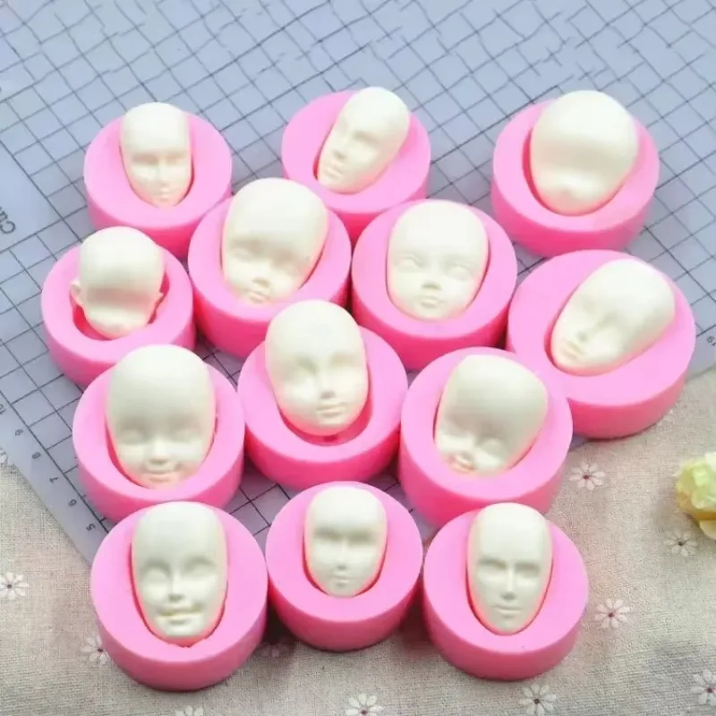 1Pcs 3D Women Clay Doll Face Mold Polymer Molds Handmade Craft Diy Face Silicone Mold Fondant Cake Molds Cake Decorating Tools