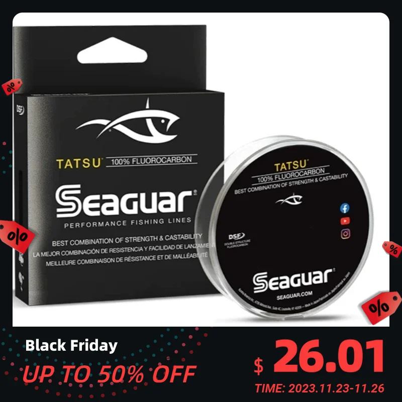 seaguar tatsu linha de pesca de fluorocarbono monofilamento 100 original do japao fibra de carbono 200yds 183m 01