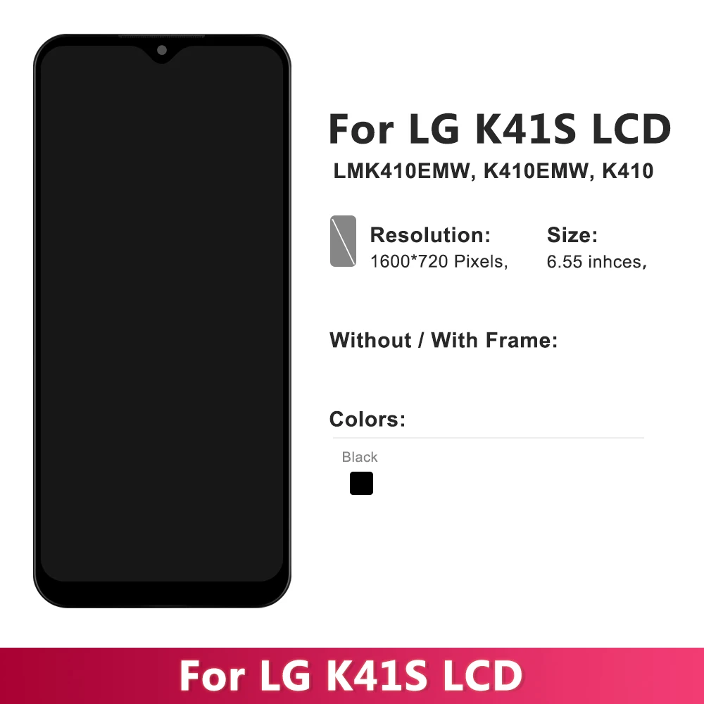 6.55'' For LG K41S LMK410EMW, LM-K410EMW LCD Display Touch Screen Digitizer Assembly Replacement For LG K41S K410 Display