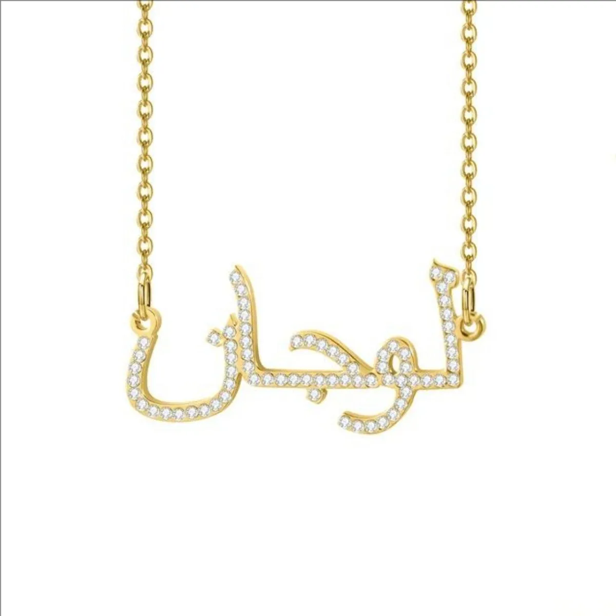 

Custom Arabic Name Necklace For Women Personalized iced Out Names Necklaces Gold Stainless Steel Pendant Arabic Jewelry Gifts