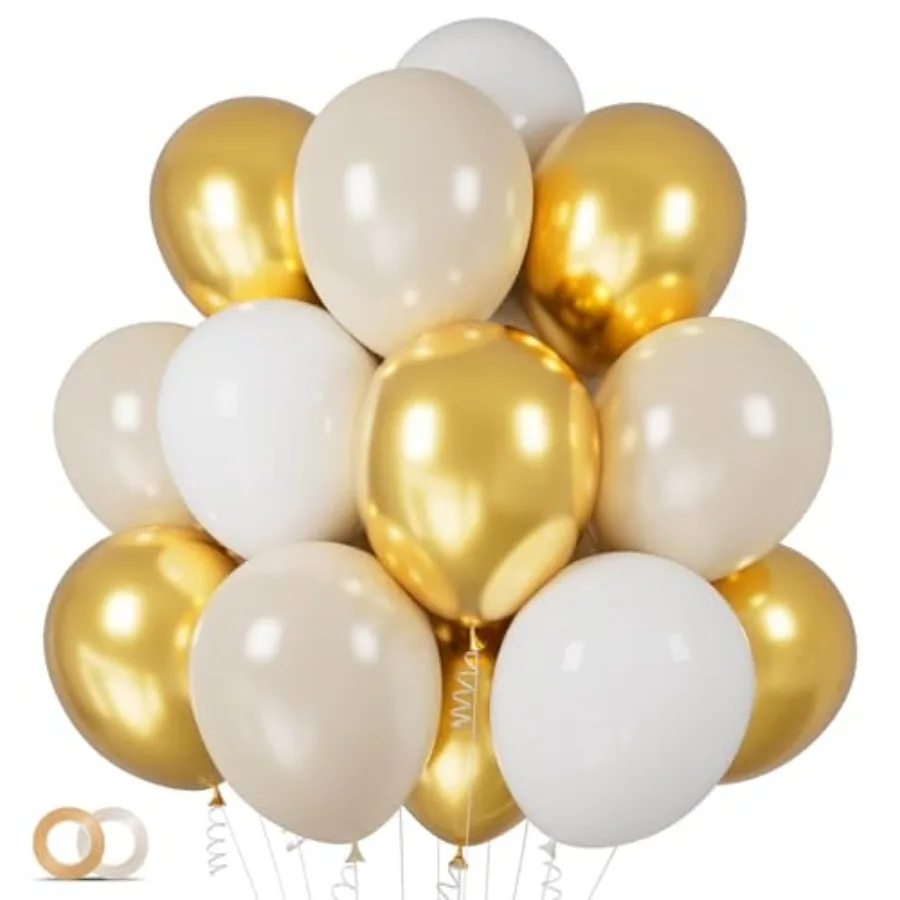 

100Pcs and 12 Inch Sand Metallic Latex Beige Party for Boho Wedding Birthday Baby Bridal Shower Engagement Anniversary Party De