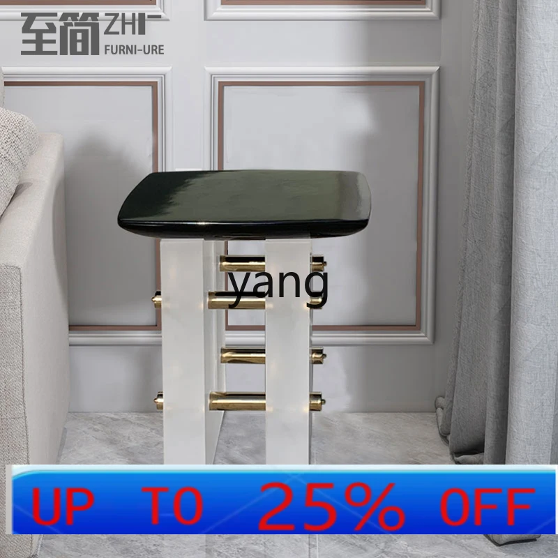 

LH Acrylic Solid Wood Metal Pier Side Table Modern Living Room Sofa Corner Table