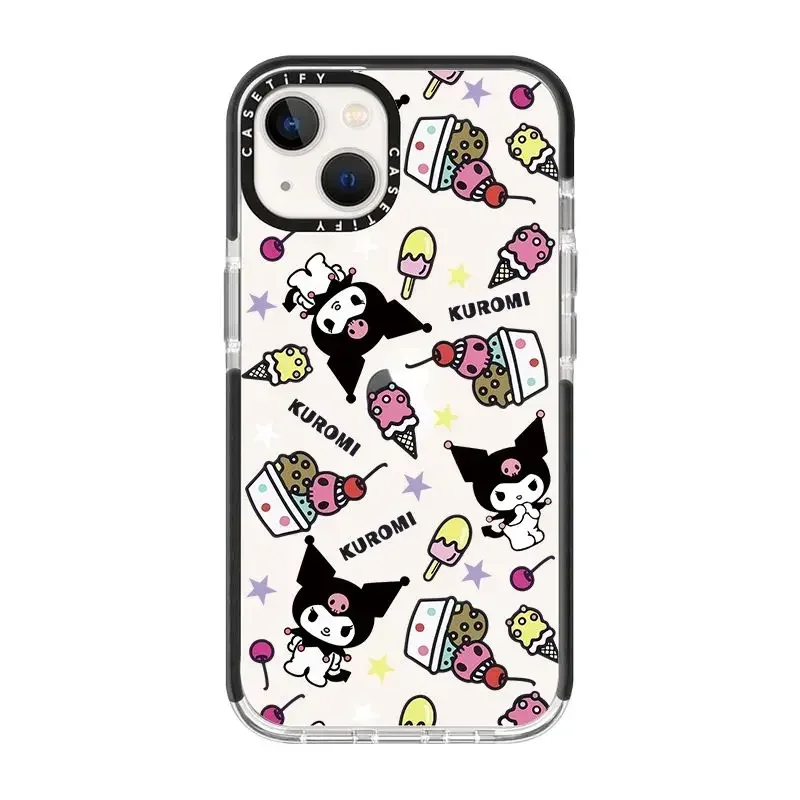 Sanrio Cartoon Dessert Kuromi Phone Case  Anime Transparent All-Inclusive Soft Protection Case for IPhone 16 15 14 13 12 ProMax