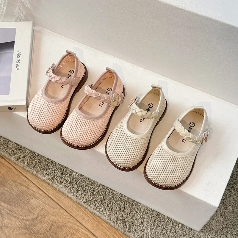 

Дышащая сетчатая обувь для девочек весна/лето 2021, перфорированные туфли с сеткой, женские сандалии принцессы на мягкой подошве с сокровищами