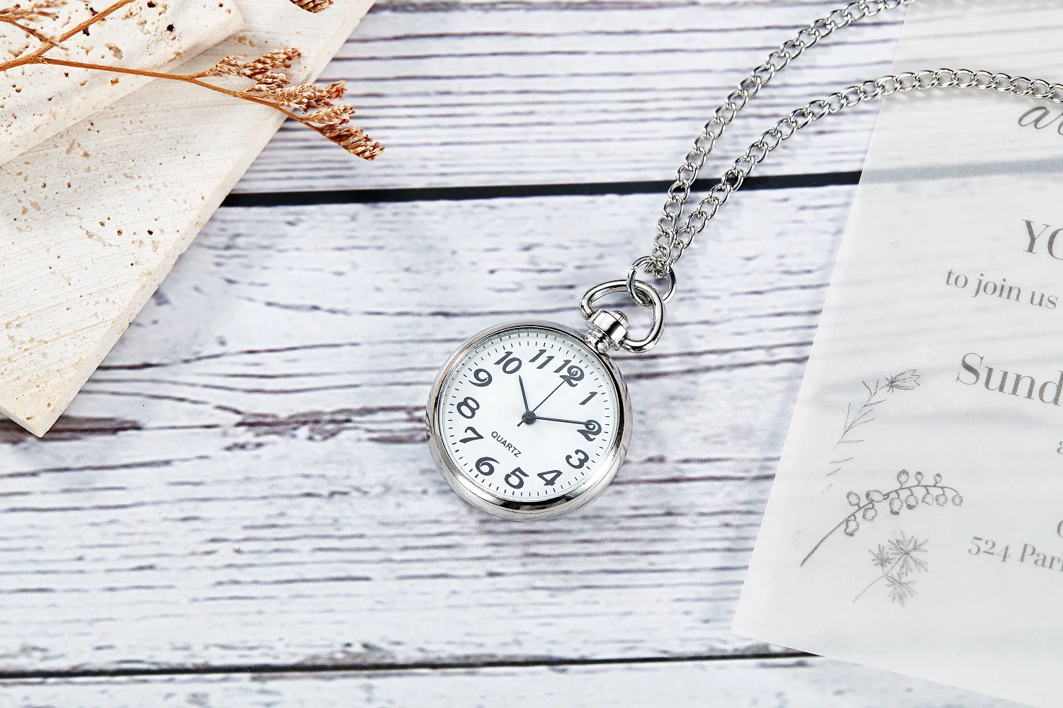 New Pocket & Fob Watches Pocket Watch Vintage Long Link Chain Necklace Silver Round Pendant Antique Style