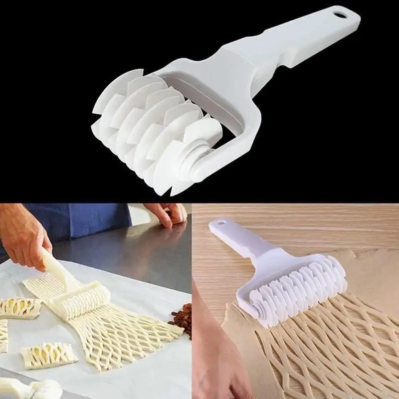 1PC High Quality Pie Pizza Cutter Pastry Bakeware Embossing Dough Roller Lattice   Cake Tools Plastic Baking Tool