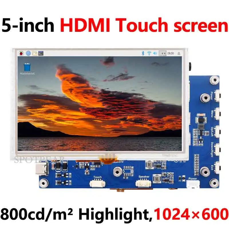 

Raspberry Pi 5inch Display 1024x600 HDMI Resistive TouchScreen 5 inch LCD G For Mini PC Computer