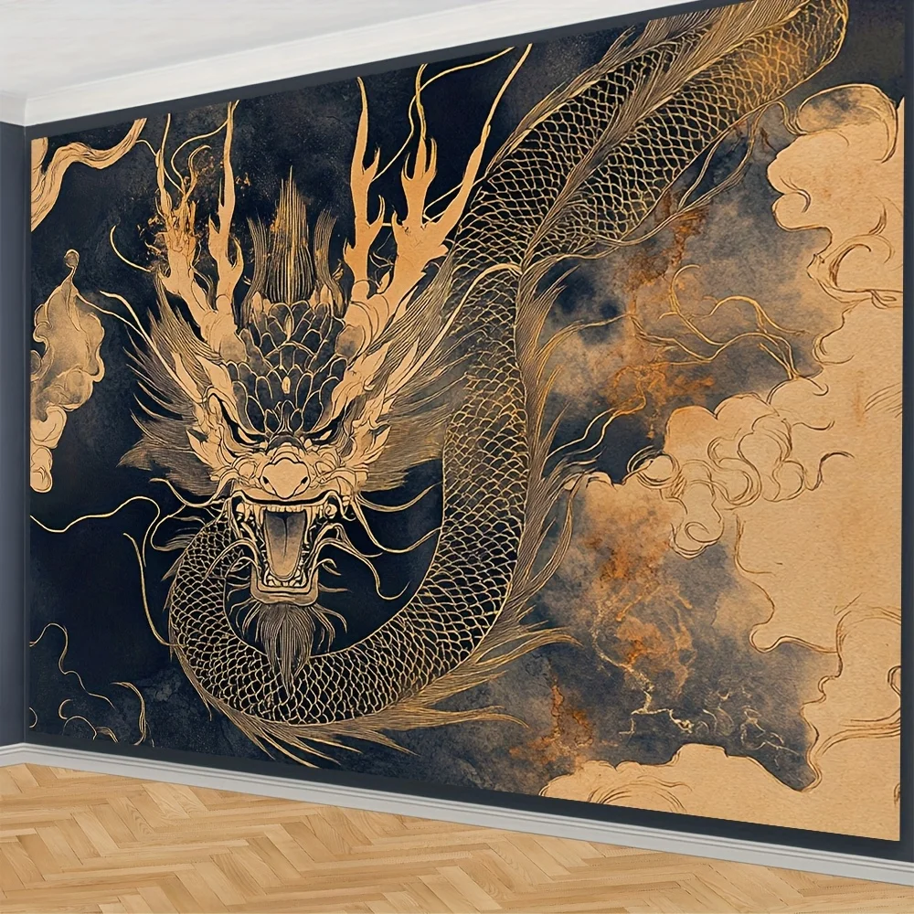 1 piece of ancient Chinese dragon pattern tapestry, polyester fabric, machine washable, suitable for bedroom living room